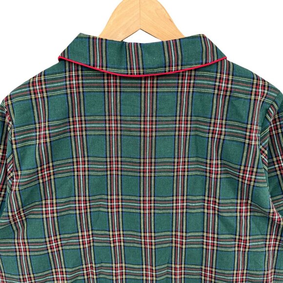 The Bella Bean Tartan Shirt Womens Green Red Plaid Button Front Top Size M - Picture 4 of 10